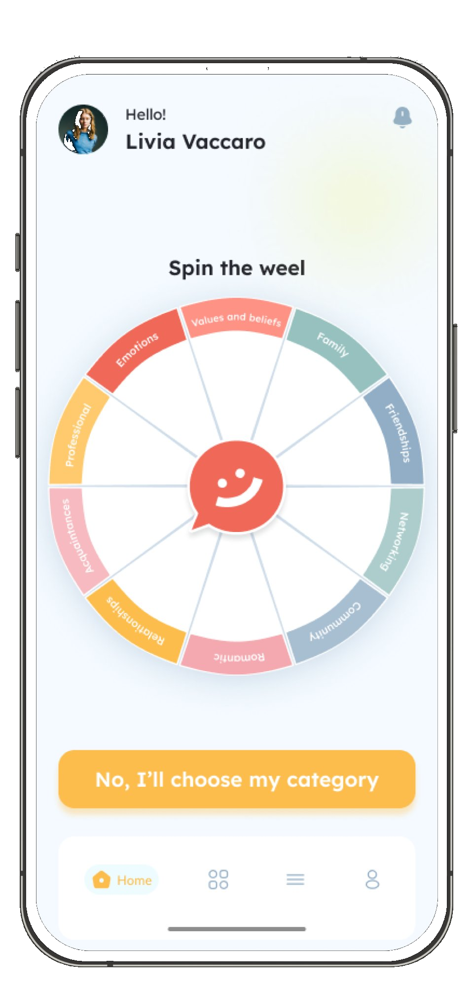 Spin the wheel screen